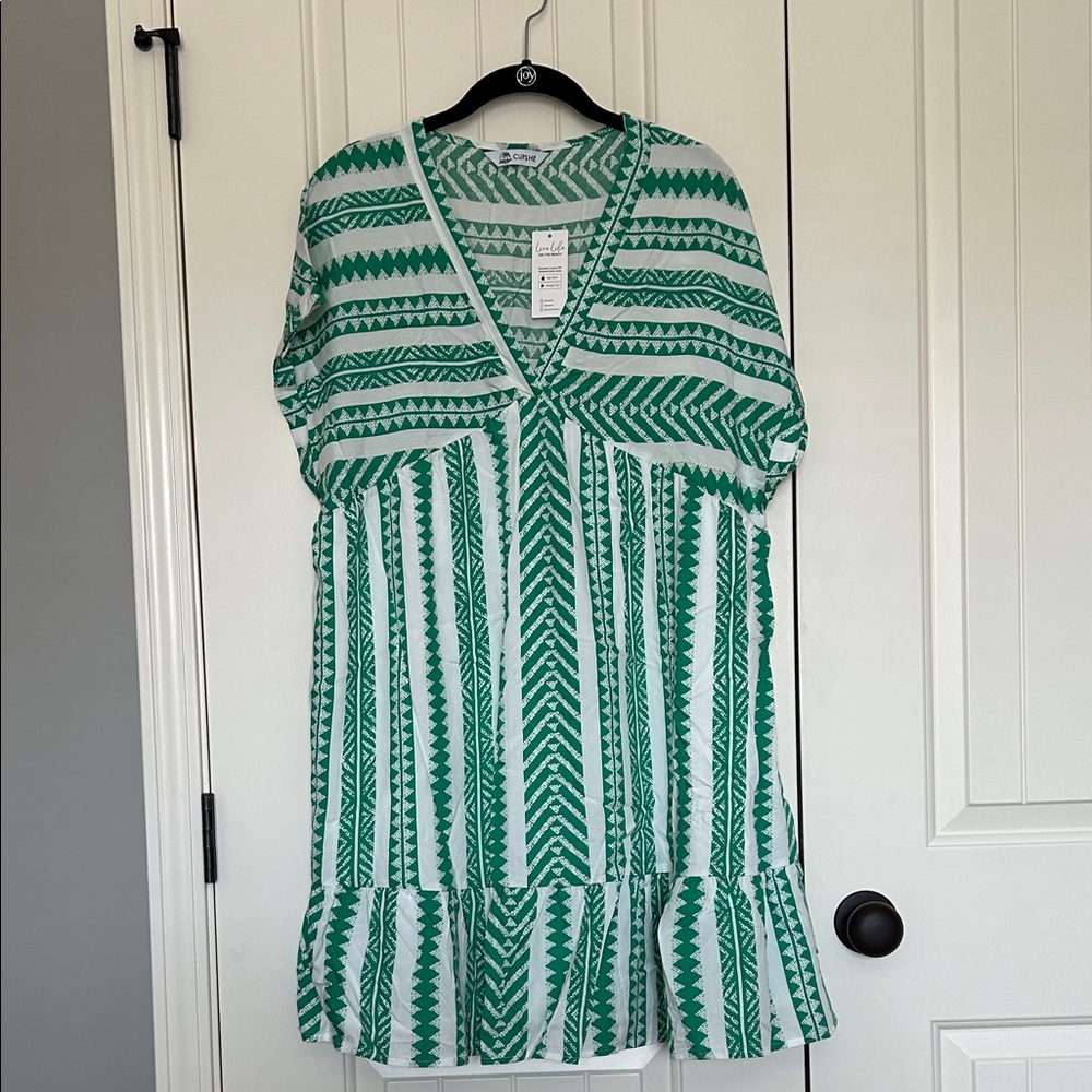 Cupshe Green and White Geometric Dress